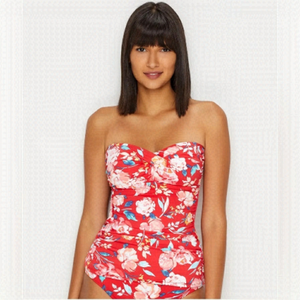 NWT Ralph Lauren Floral Twist Front Bandeau Tummy Control Tankini Top